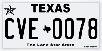 TX license plate CVE0078