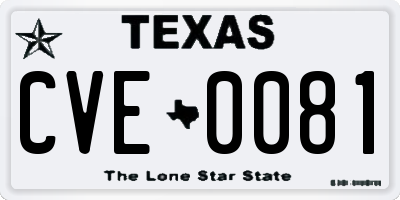 TX license plate CVE0081