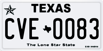 TX license plate CVE0083