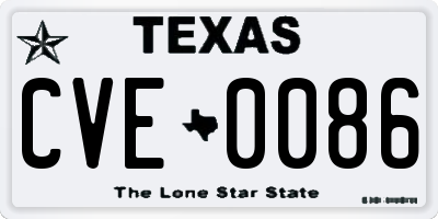 TX license plate CVE0086