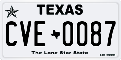 TX license plate CVE0087