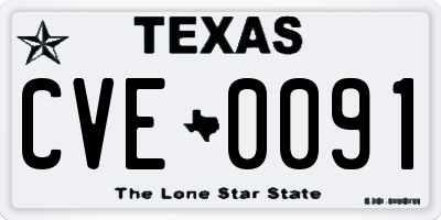 TX license plate CVE0091