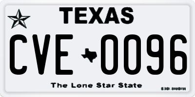 TX license plate CVE0096