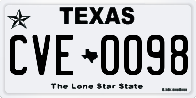 TX license plate CVE0098