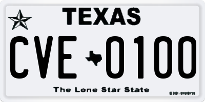 TX license plate CVE0100