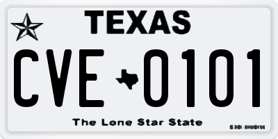 TX license plate CVE0101