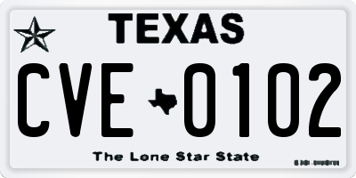 TX license plate CVE0102