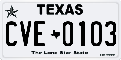 TX license plate CVE0103