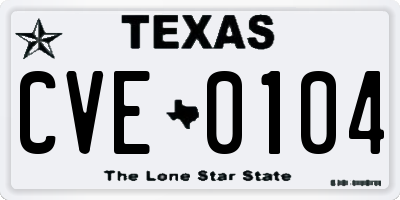 TX license plate CVE0104