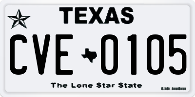 TX license plate CVE0105