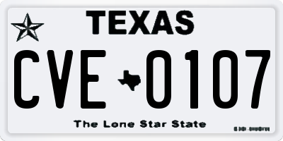 TX license plate CVE0107