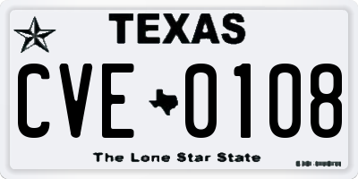 TX license plate CVE0108
