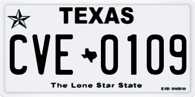 TX license plate CVE0109