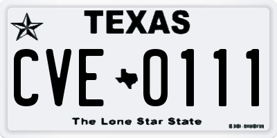 TX license plate CVE0111