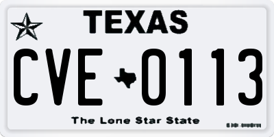 TX license plate CVE0113
