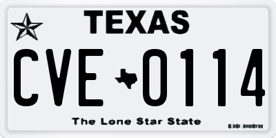 TX license plate CVE0114