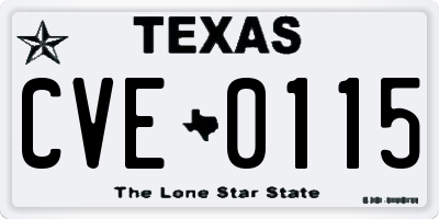 TX license plate CVE0115