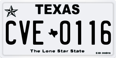 TX license plate CVE0116