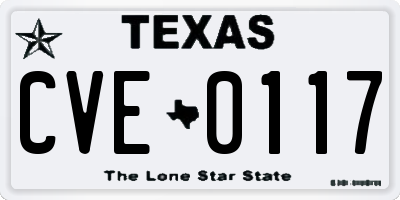TX license plate CVE0117