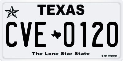 TX license plate CVE0120