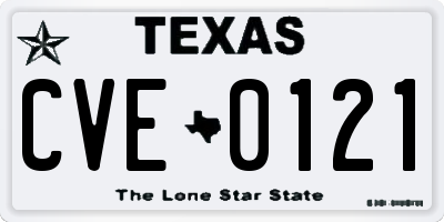 TX license plate CVE0121