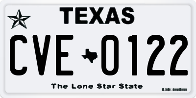 TX license plate CVE0122