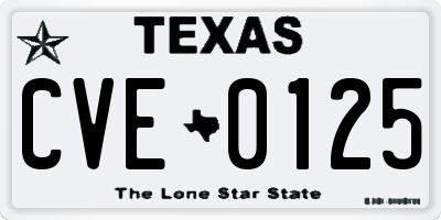 TX license plate CVE0125