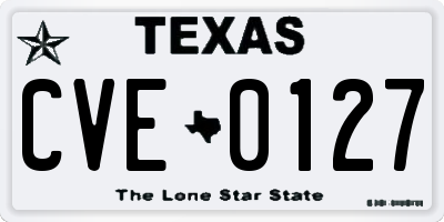 TX license plate CVE0127