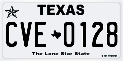 TX license plate CVE0128