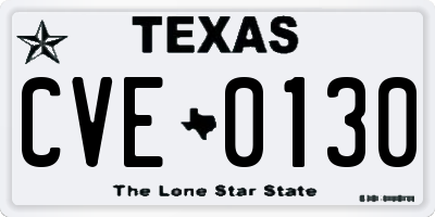TX license plate CVE0130