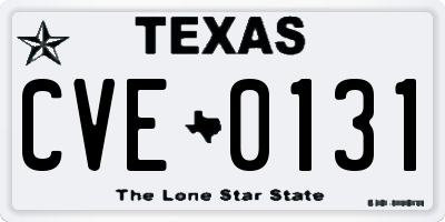 TX license plate CVE0131