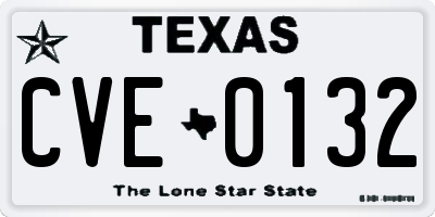 TX license plate CVE0132