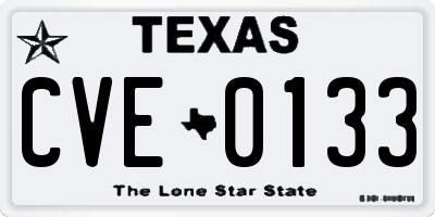 TX license plate CVE0133