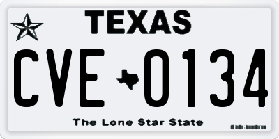 TX license plate CVE0134