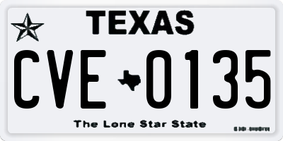 TX license plate CVE0135
