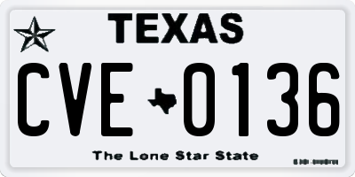 TX license plate CVE0136
