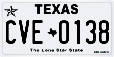 TX license plate CVE0138
