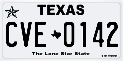 TX license plate CVE0142