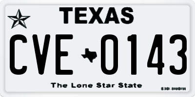 TX license plate CVE0143