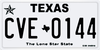 TX license plate CVE0144