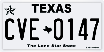 TX license plate CVE0147