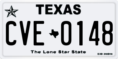 TX license plate CVE0148