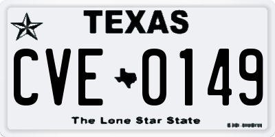 TX license plate CVE0149