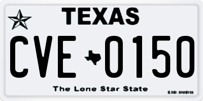 TX license plate CVE0150
