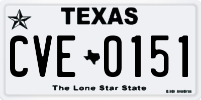 TX license plate CVE0151