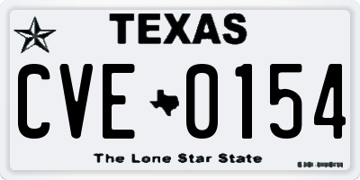 TX license plate CVE0154