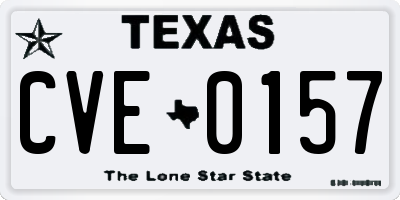 TX license plate CVE0157