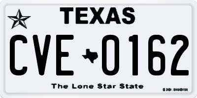 TX license plate CVE0162