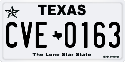 TX license plate CVE0163