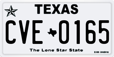 TX license plate CVE0165